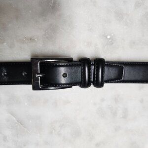 Mio Marino Genuine Leather Dual Loop Single Prong Belt, 32”, Black